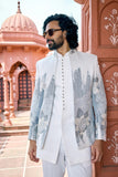 Ivory Silver Metallic Handwork Indo-Western