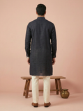 Kurta collection - Men’s Black Linen Kurta with Mandarin Collar