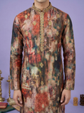Kurta Collection – Mens Multi-Color Abstract Printed Kurta