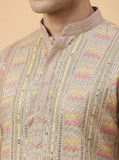 Kurta collection - Pastel Pink Embroidered Kurta for Men