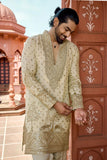 Kurta collection - Royal Cream Zari Embroidered Kurta Pajama