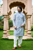 Kurta Collection – Sky Blue Pastel Floral Kurta Set