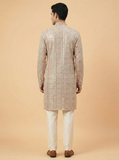 Kurta for mens - Pastel Pink Embroidered Kurta for Men
