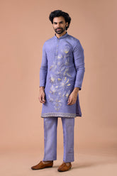 Luxury Lavender Designer Kurta For Men Wedding Outfit