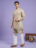Men’s Kurta – Designer Champagne Beige Embroidered Kurta for Men