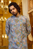 Men’s Kurta – Royal Blue Embroidered Floral Kurta Set