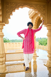 Men kurta set pink radiance kurta with dupatta