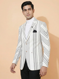 Premium Blazer - White Striped Designer Blazer for Men
