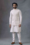 Premium Off-White Kurta Set with Designer Waistcoat
