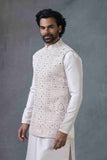 Premium Off-White Kurta Set with Designer Waistcoat