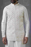 Premium Off-White Kurta Set with Designer Waistcoat