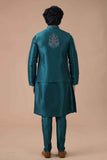 Royal Bottle Green Wedding Kurta Jacket Set