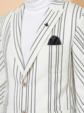 Tailored Blazer - White Striped Designer Blazer for Men
