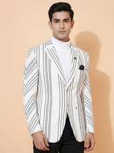 White Striped Designer Blazer for Men