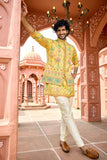 Yellow Multicolor Embroidered Kurta Jacket Set