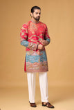 Crimson Heritage Scenic Embroidered Kurta