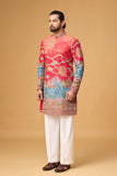 Crimson Heritage Scenic Embroidered Kurta
