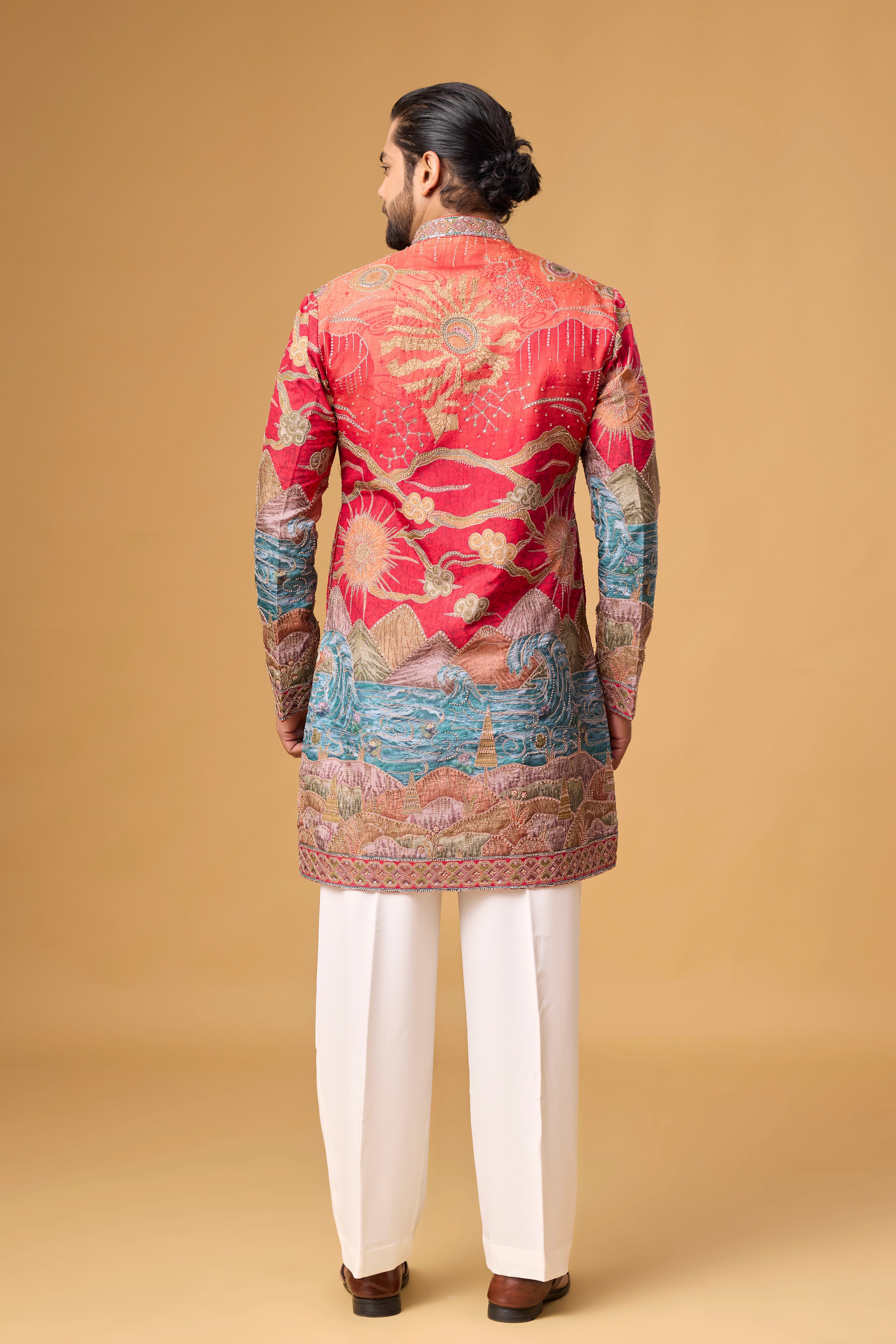 Crimson Heritage Scenic Embroidered Kurta