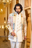 Regal Mosaic Indo-Western in Ivory Cream