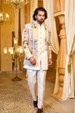 Regal Mosaic Indo-Western in Ivory Cream