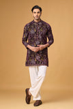 Royal Plum Botanical Embroidered Kurta