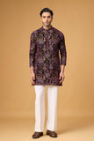 Royal Plum Botanical Embroidered Kurta