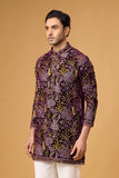 Royal Plum Botanical Embroidered Kurta