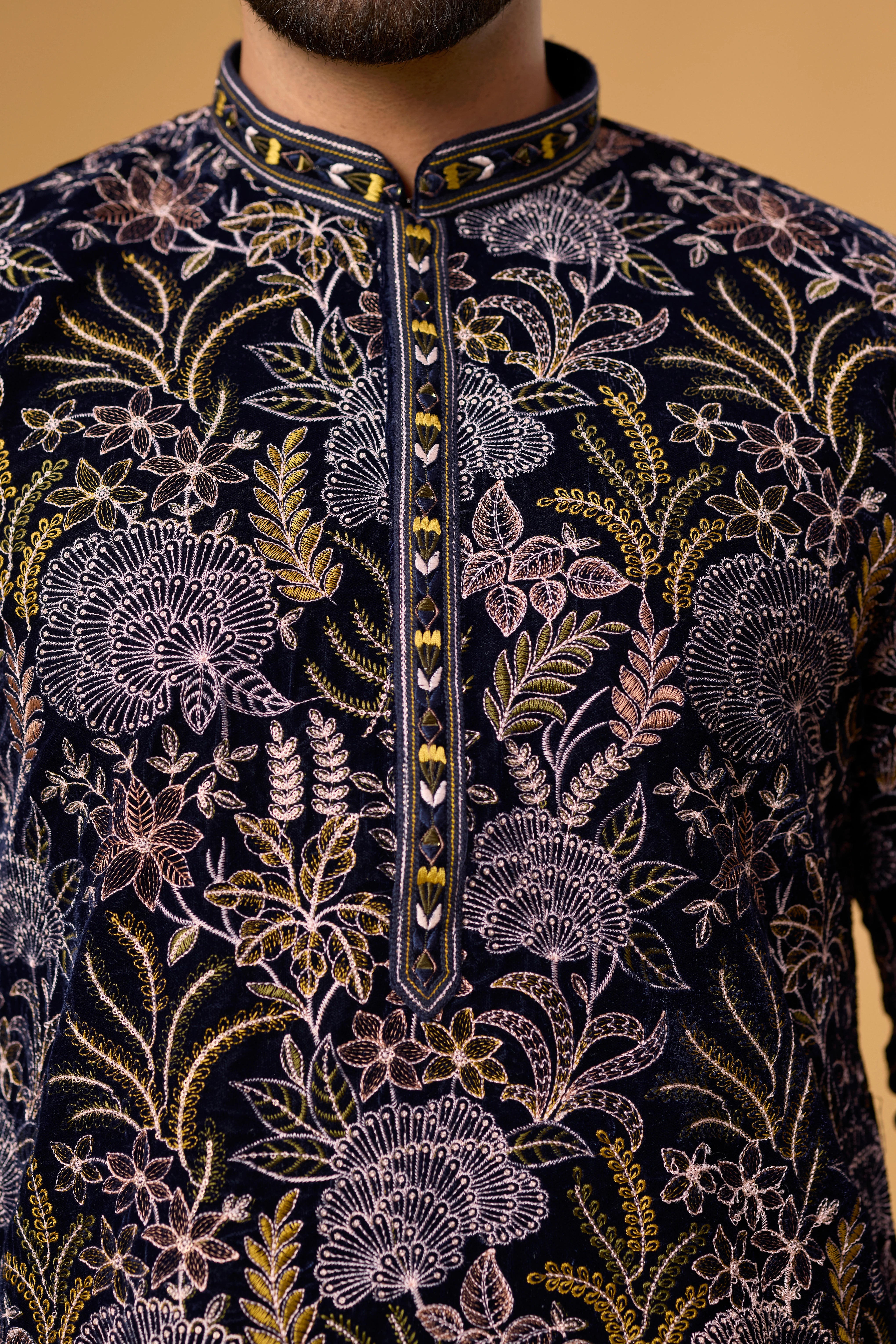 Midnight NAVY Blue Floral Embroidered Kurta Set