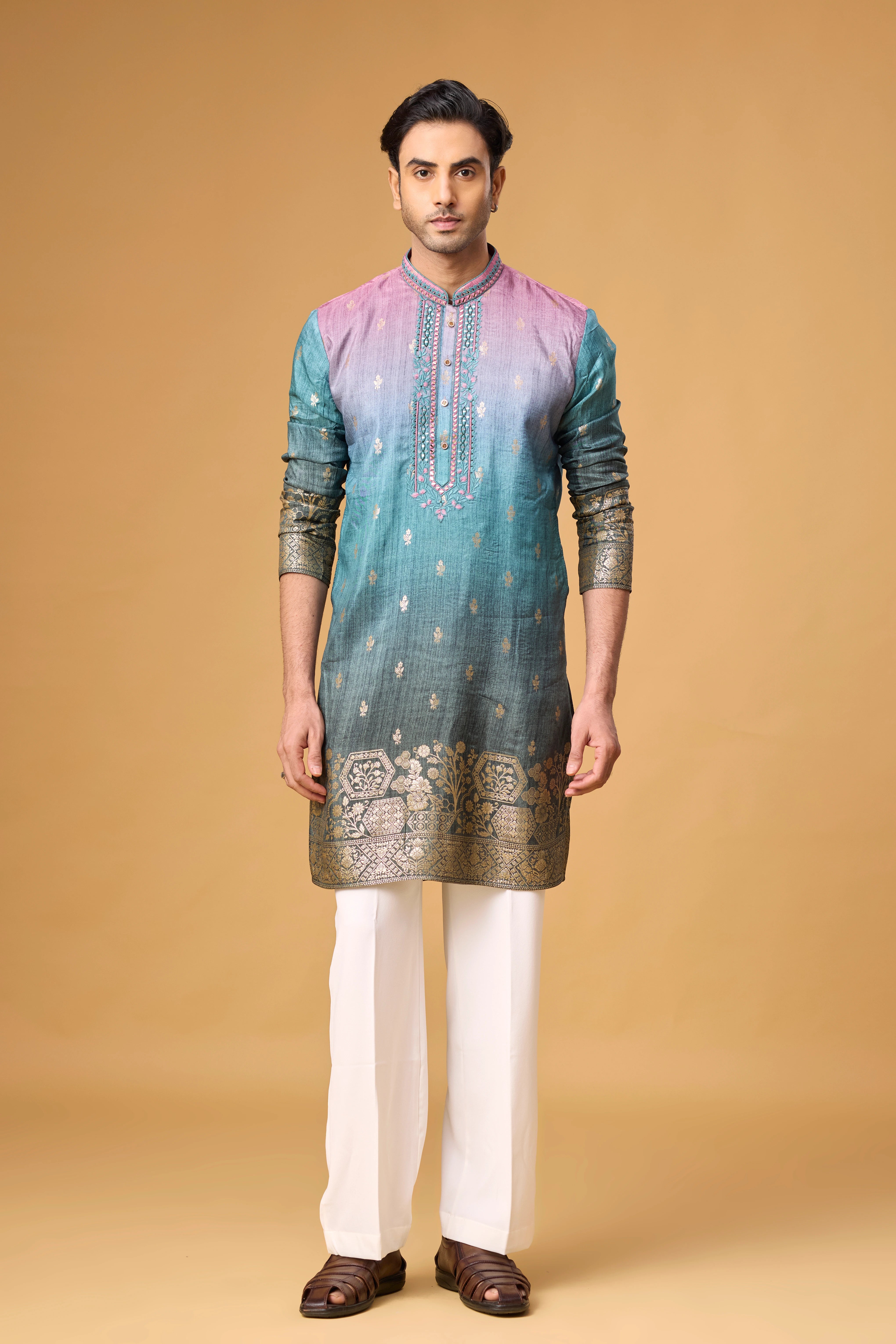 Azure Twilight Ombre Heritage Kurta