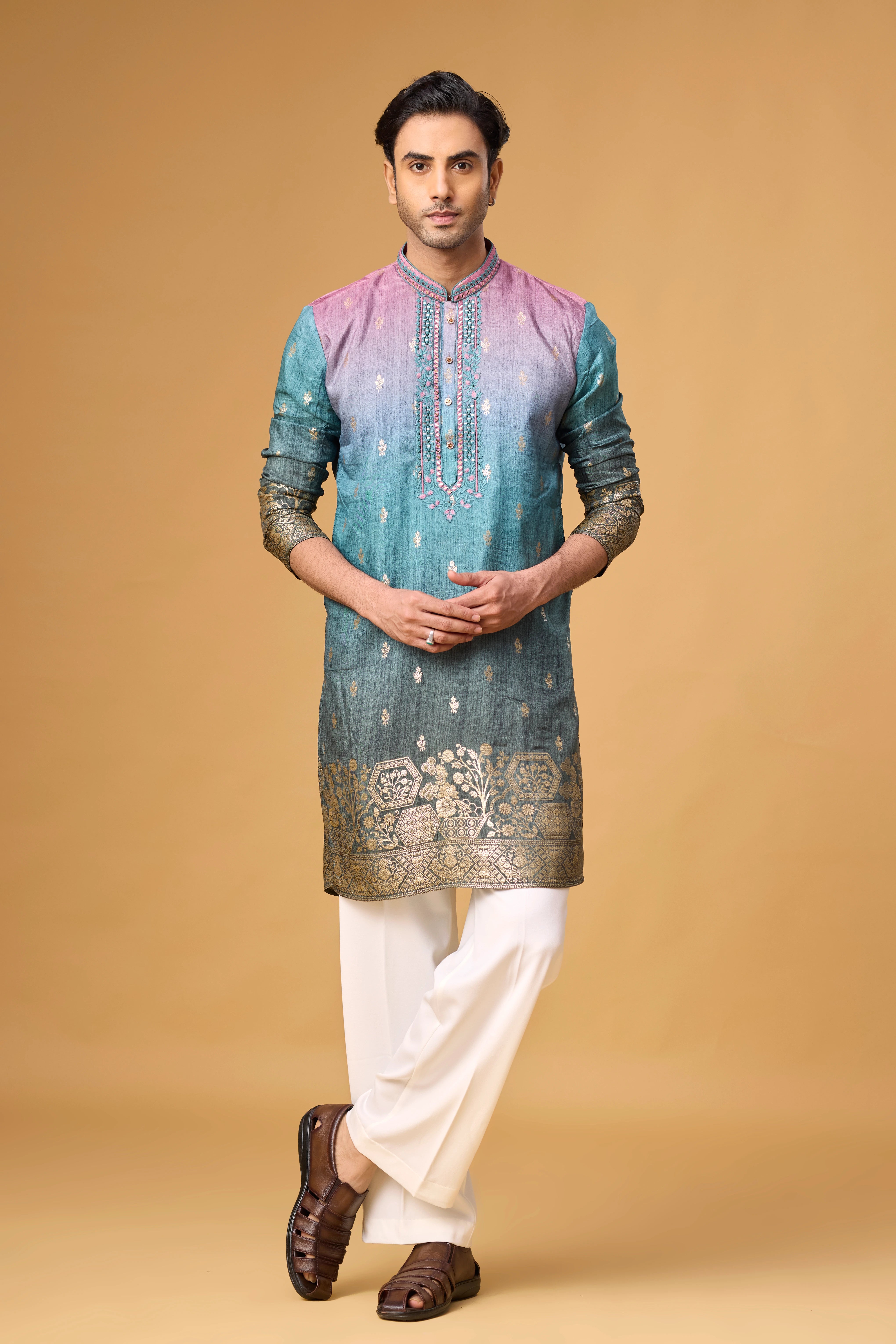 Azure Twilight Ombre Heritage Kurta
