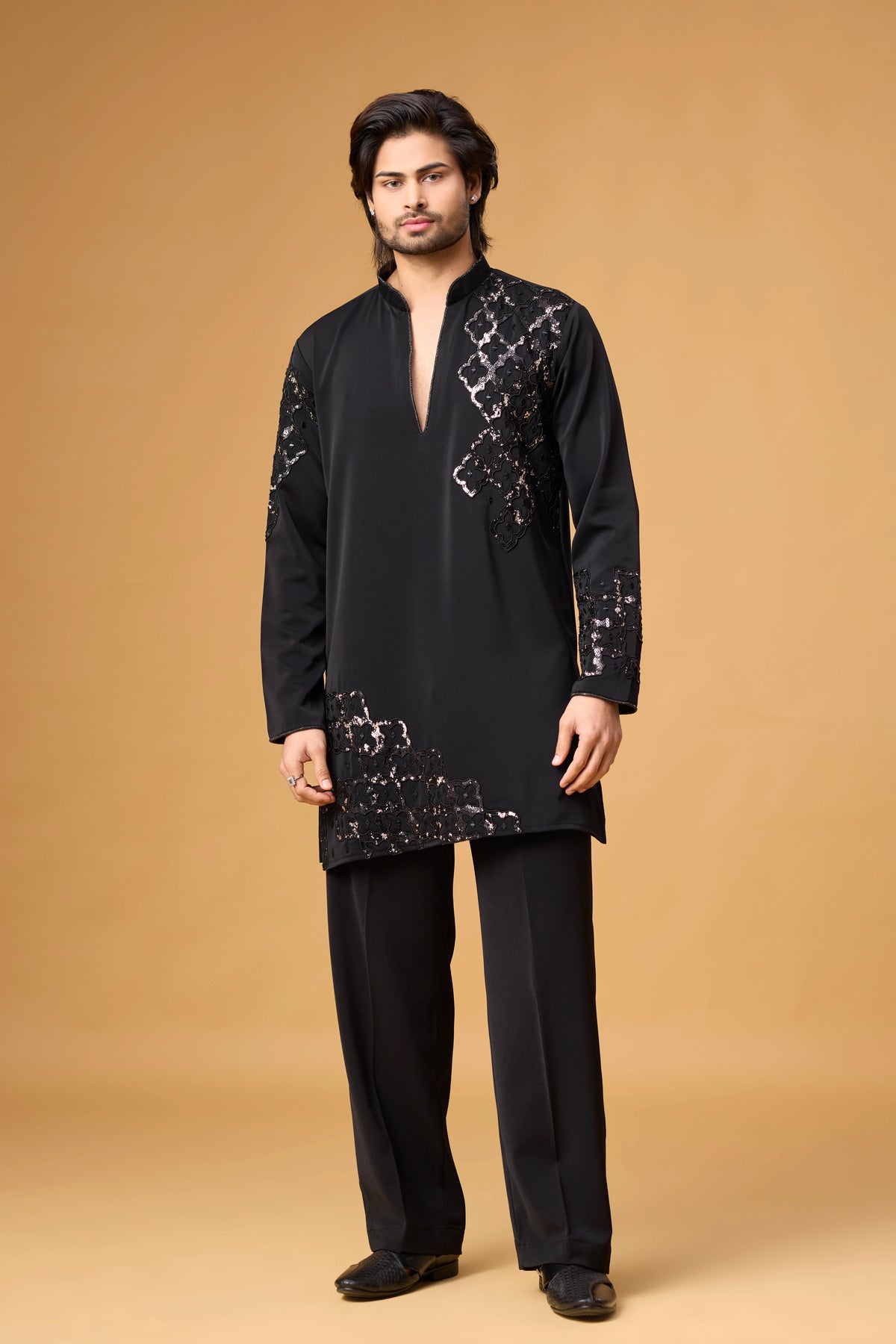 Obsidian Black Intricate Embroidered Kurta Set