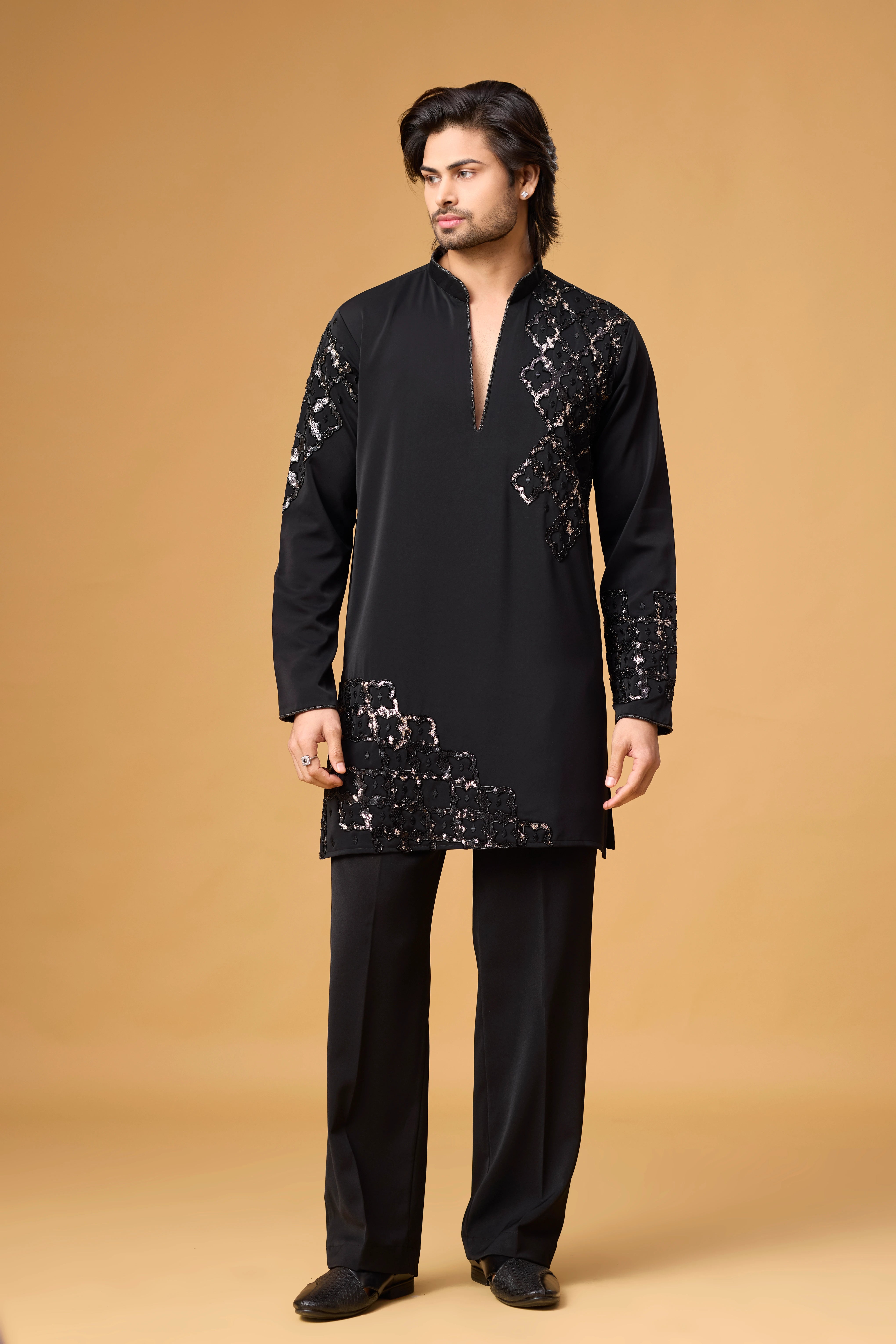 Obsidian Black Intricate Embroidered Kurta Set