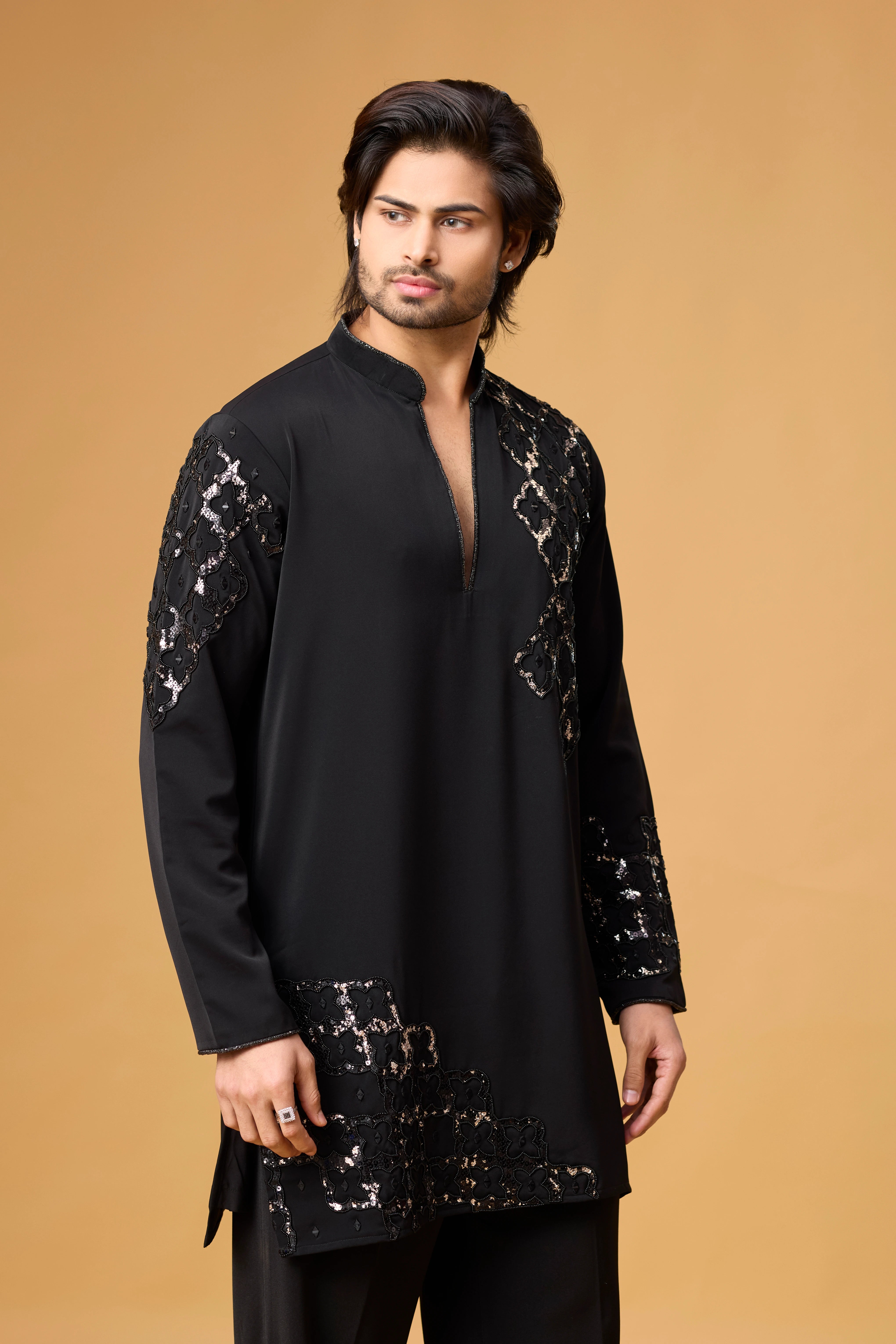 Obsidian Black Intricate Embroidered Kurta Set