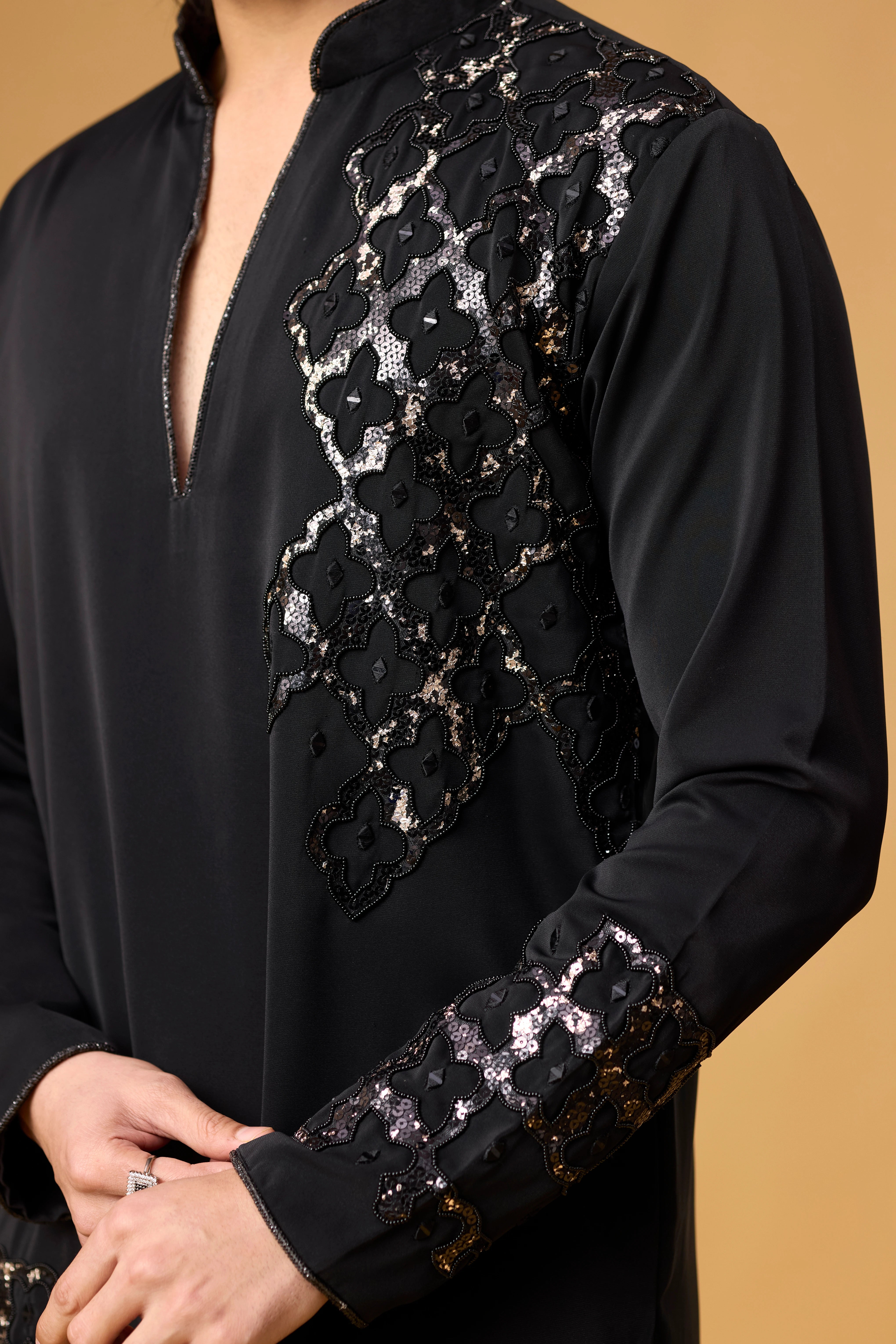 Obsidian Black Intricate Embroidered Kurta Set