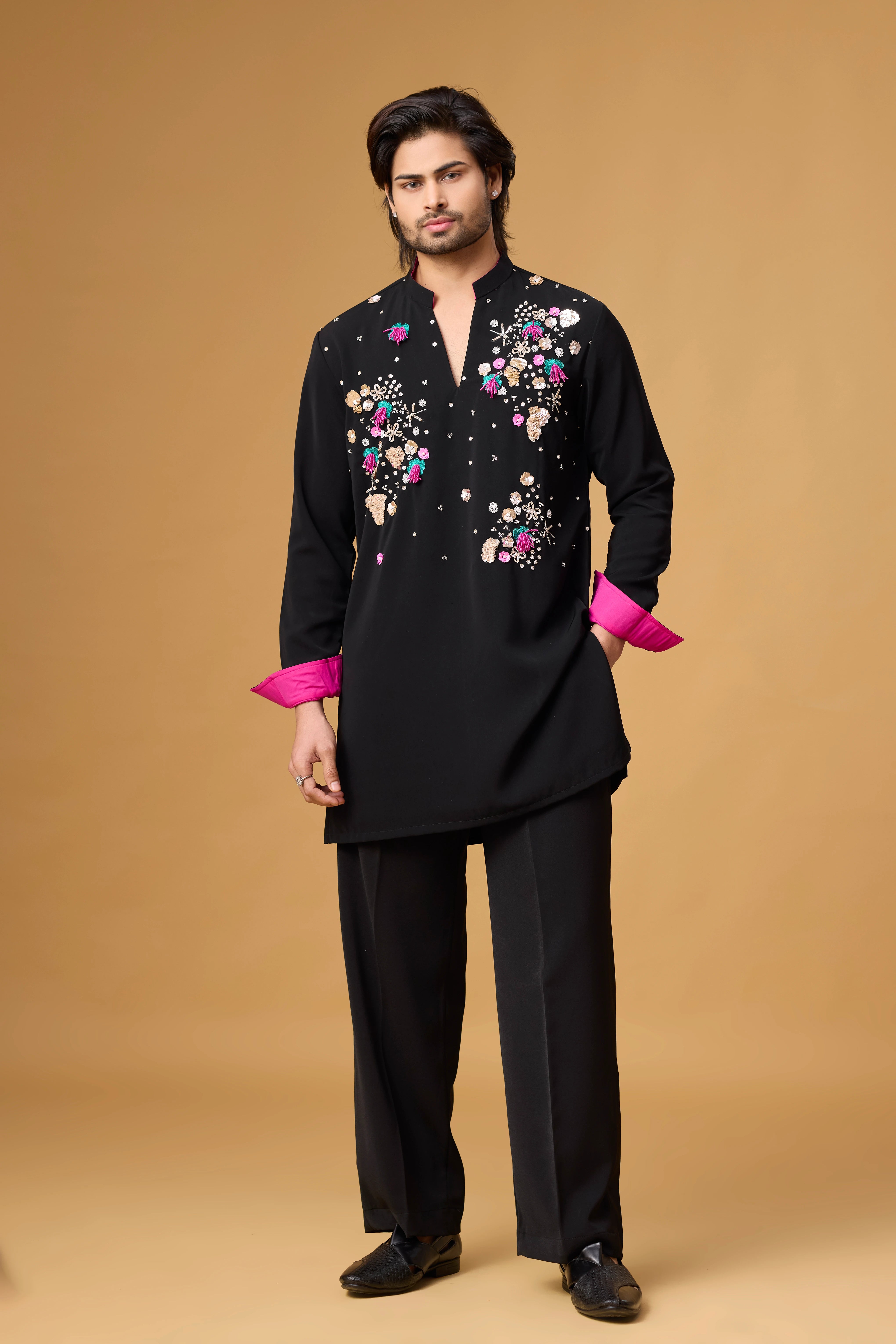 Obsidian Bloom Embroidered Kurta Set