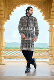 Black Mirror & Gold Zari Embroidered Kurta Set