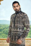 Black Mirror & Gold Zari Embroidered Kurta Set