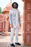 Ivory Silver Metallic Handwork Indo-Western