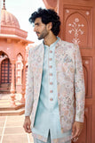 Pista Green Indo-Western with Embroidered Jacket
