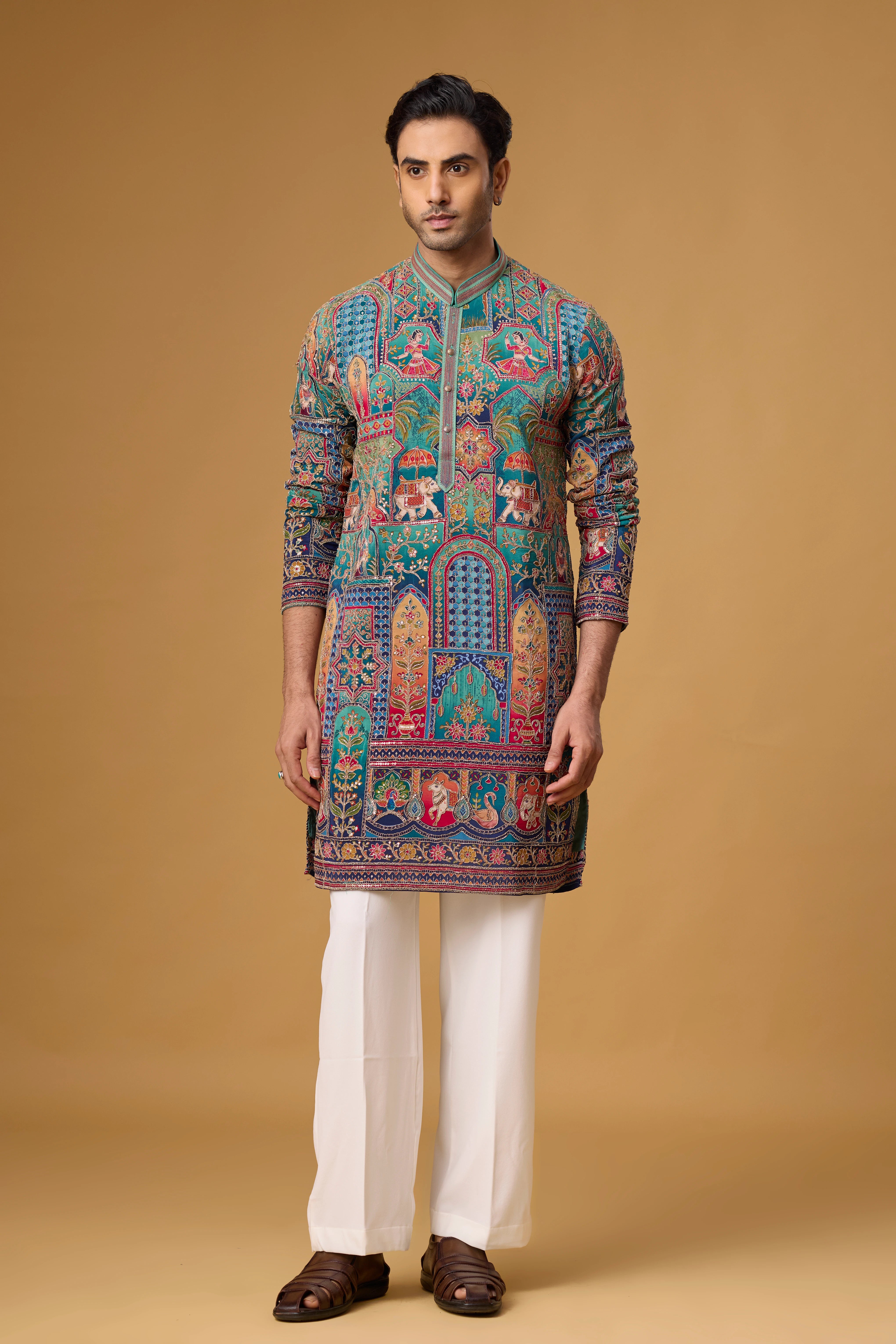 Royal Teal Heritage Artistry Kurta Set