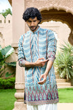 Light Blue Geometric Kurta Set