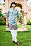 Light Blue Geometric Kurta Set