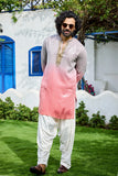 Grey Pink Ombre Embroidered Kurta