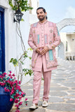 Blush Pink Embroidered Indo-Western for Men
