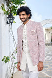 Pastel Pink Floral Embroidered Indo-Western