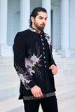 Blue Indo-Western with Multicolour Hand Embroidery