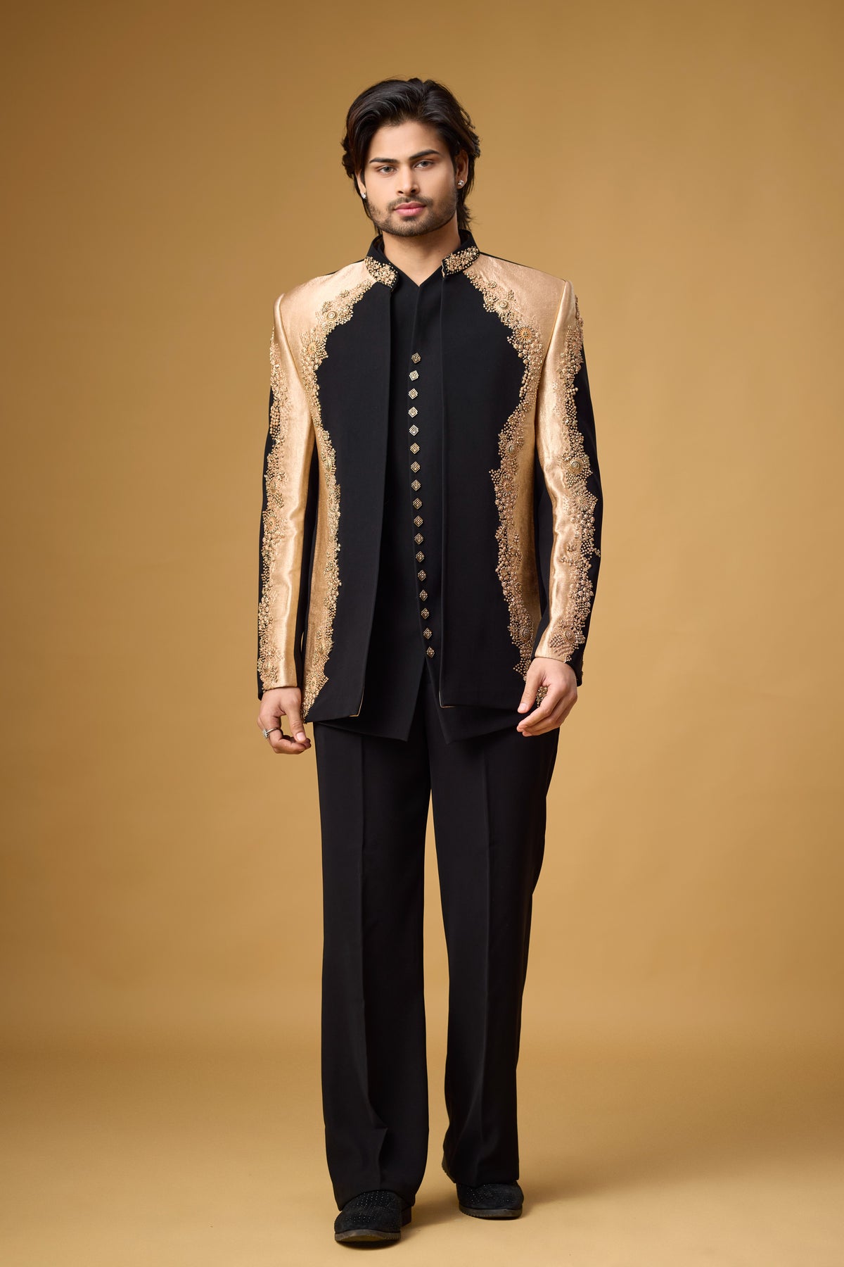 Midnight Regal Black & Gold Indo-Western Ensemble
