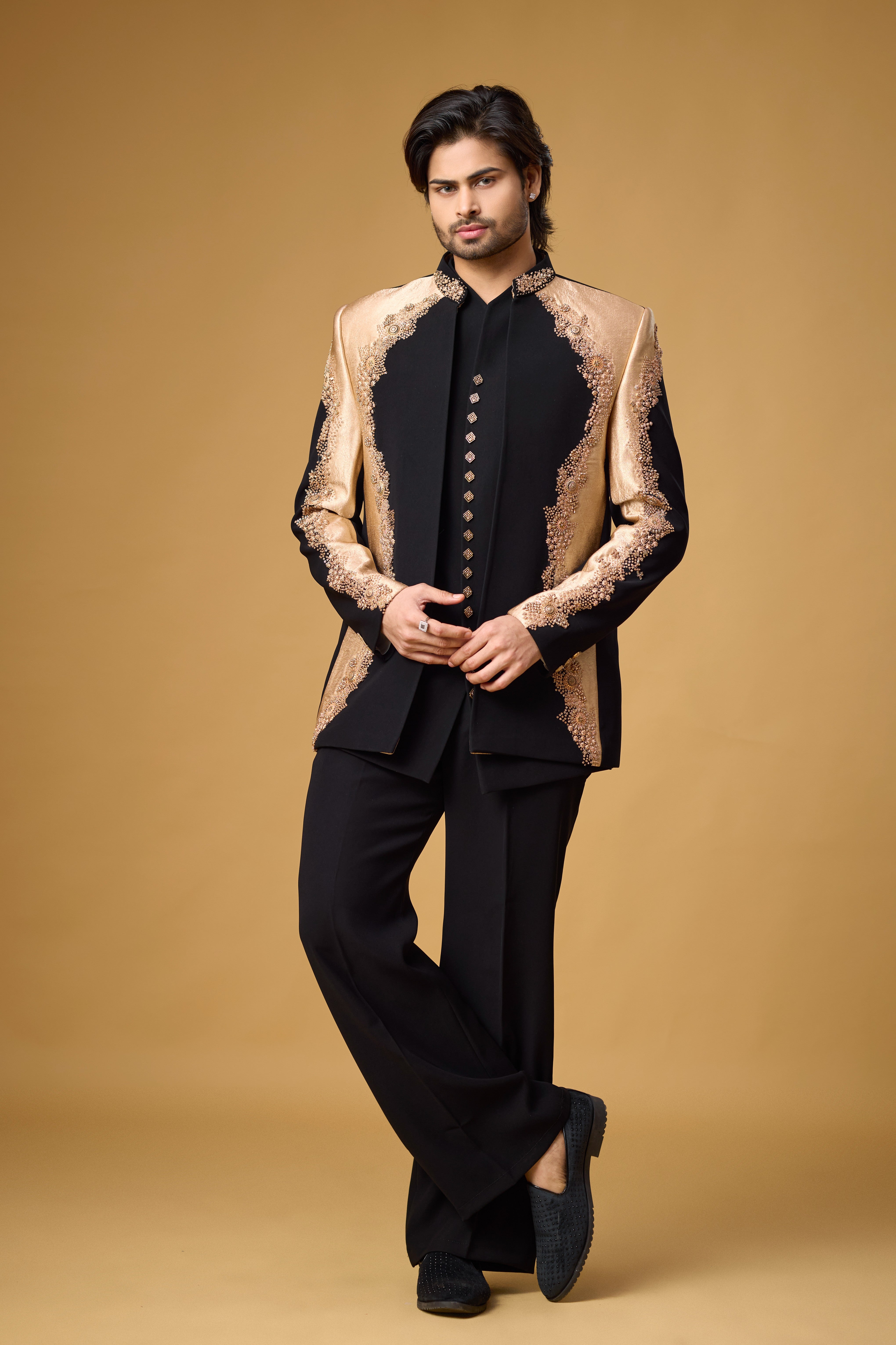 Midnight Regal Black & Gold Indo-Western Ensemble