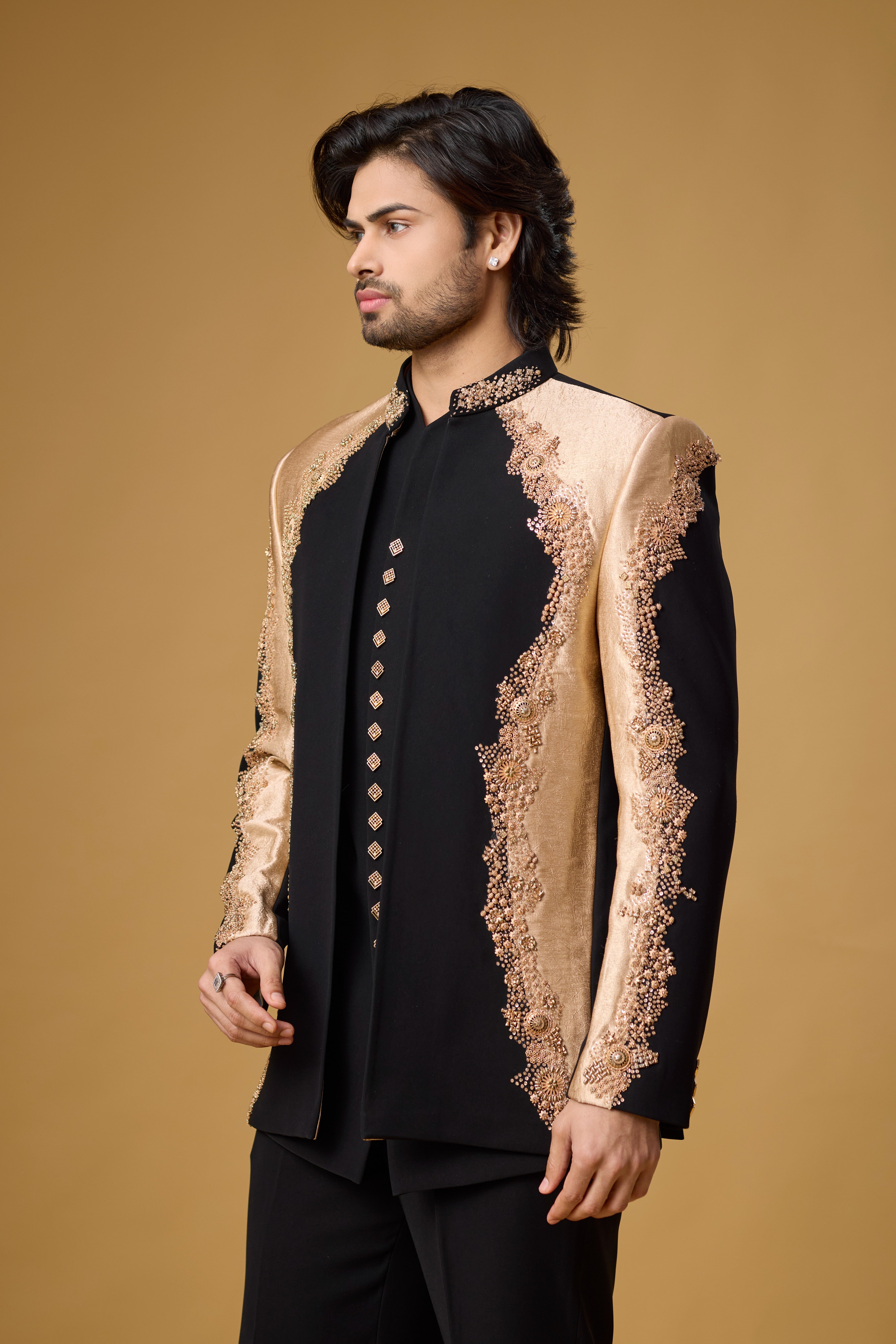 Midnight Regal Black & Gold Indo-Western Ensemble