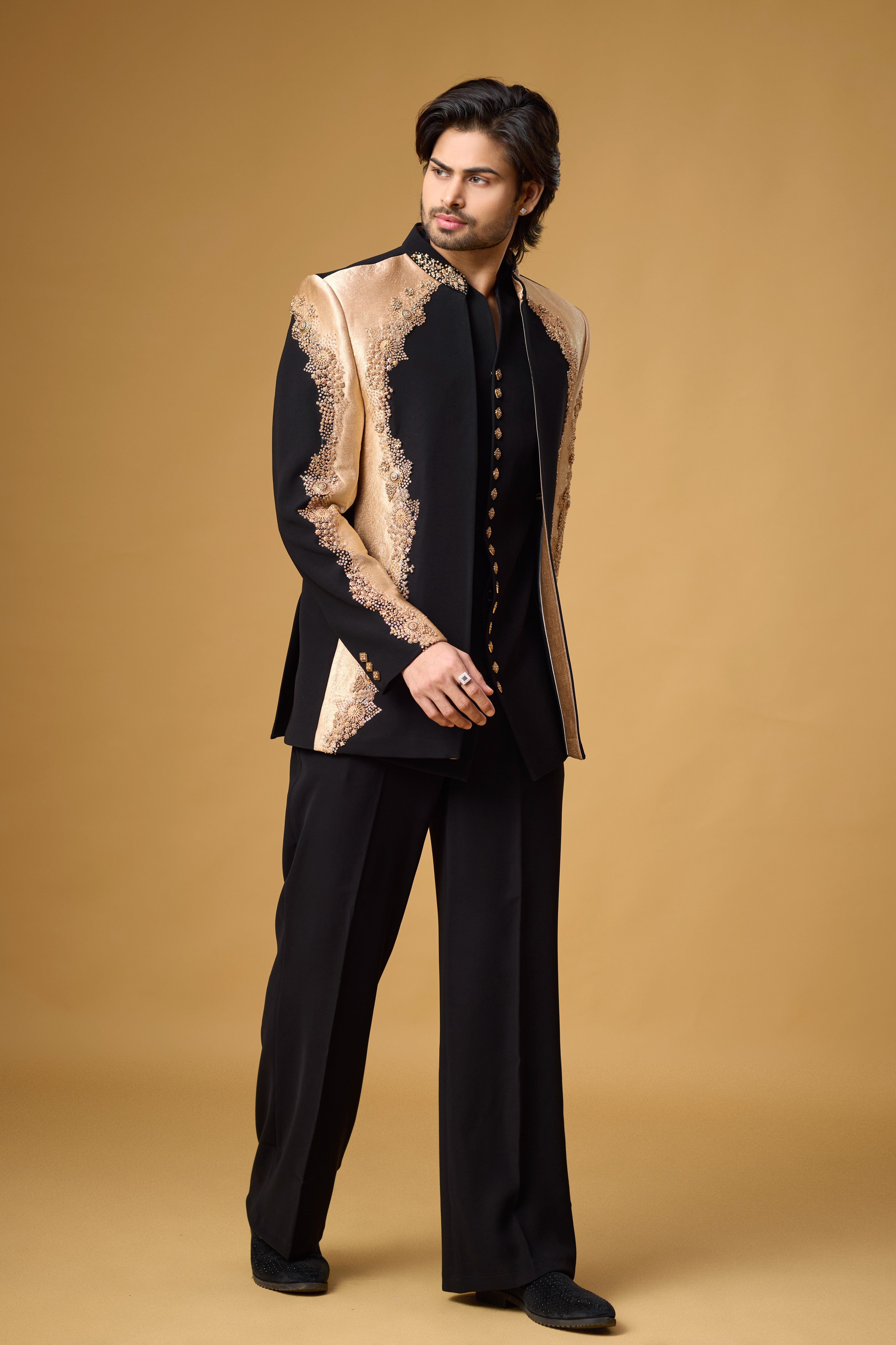 Midnight Regal Black & Gold Indo-Western Ensemble